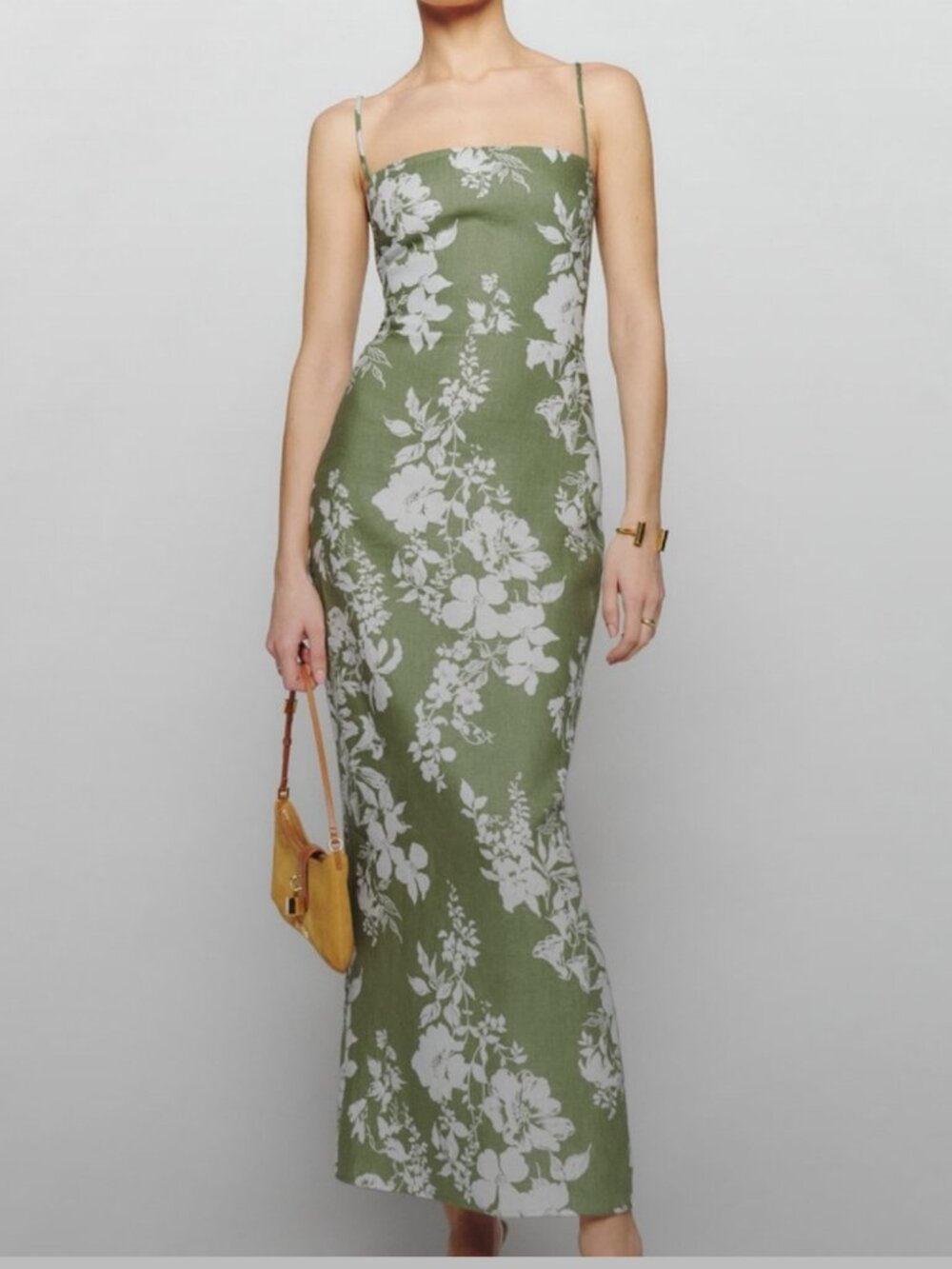 Reformation Frankie Linen Dress - Green Floral - Size 4